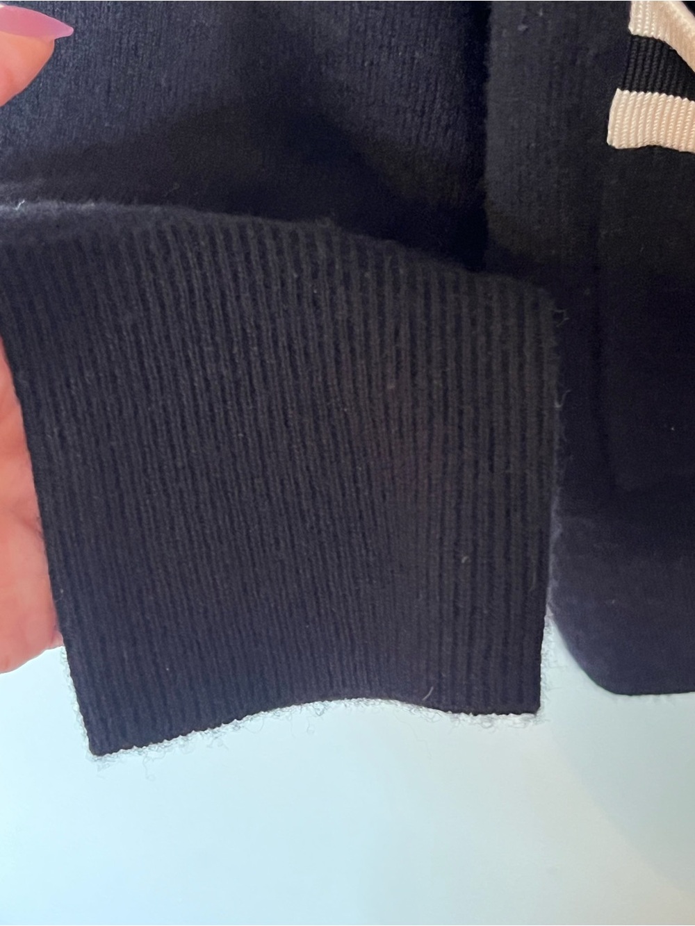 Sandro Paris Black & Cream Wool Cashmere Varsity Cardigan Size 1 Small - Picture 8 of 13